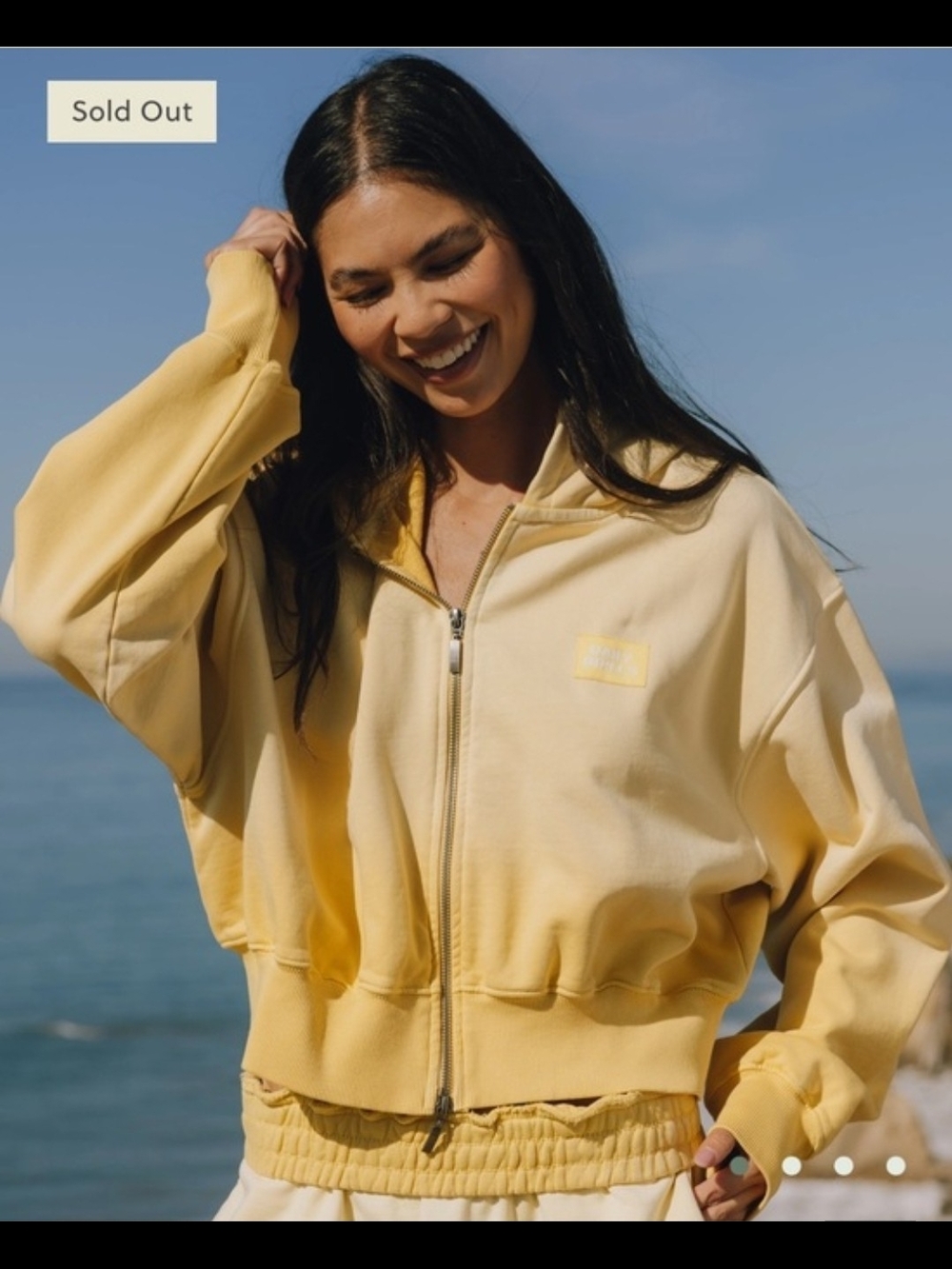 Yellow Zip-Up Cropped Sweatshirt